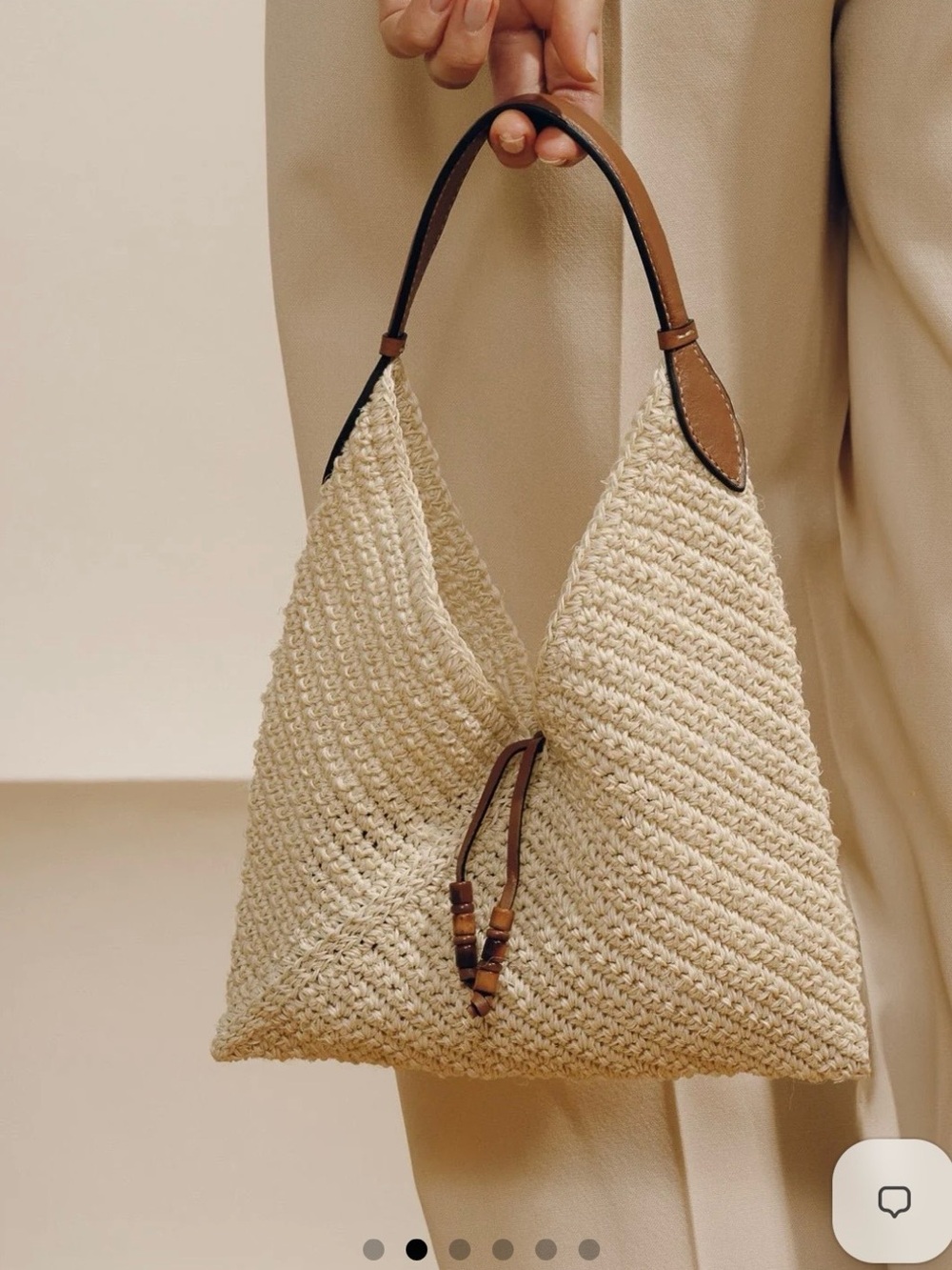 Hunting Season Small Origami Raffia Bag Natural Cognac - Picture 4 of 8